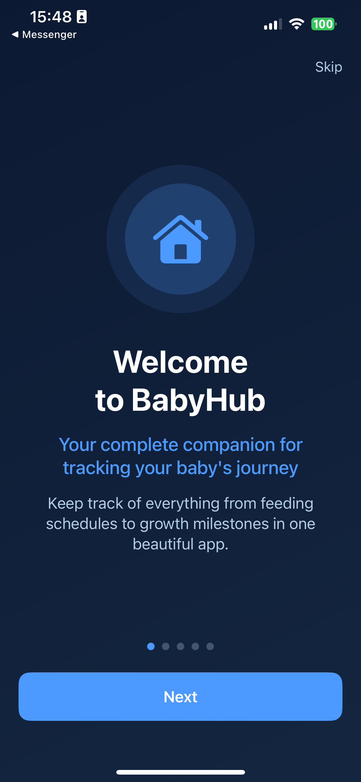 Baby Hub Welcome Screen